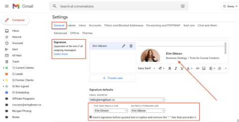 How to create a professional email signature in Gmail | Erin Gibson